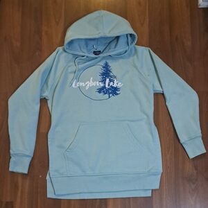 Cozy Blue Hoodie with Tree Design